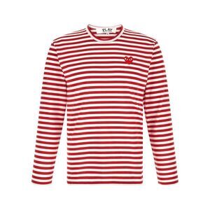 Comme Des Garçons Play Men Striped T-Shirt With Heart Patch